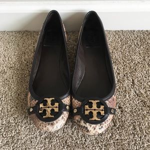 Tory Burch, brown, snakeskin flats